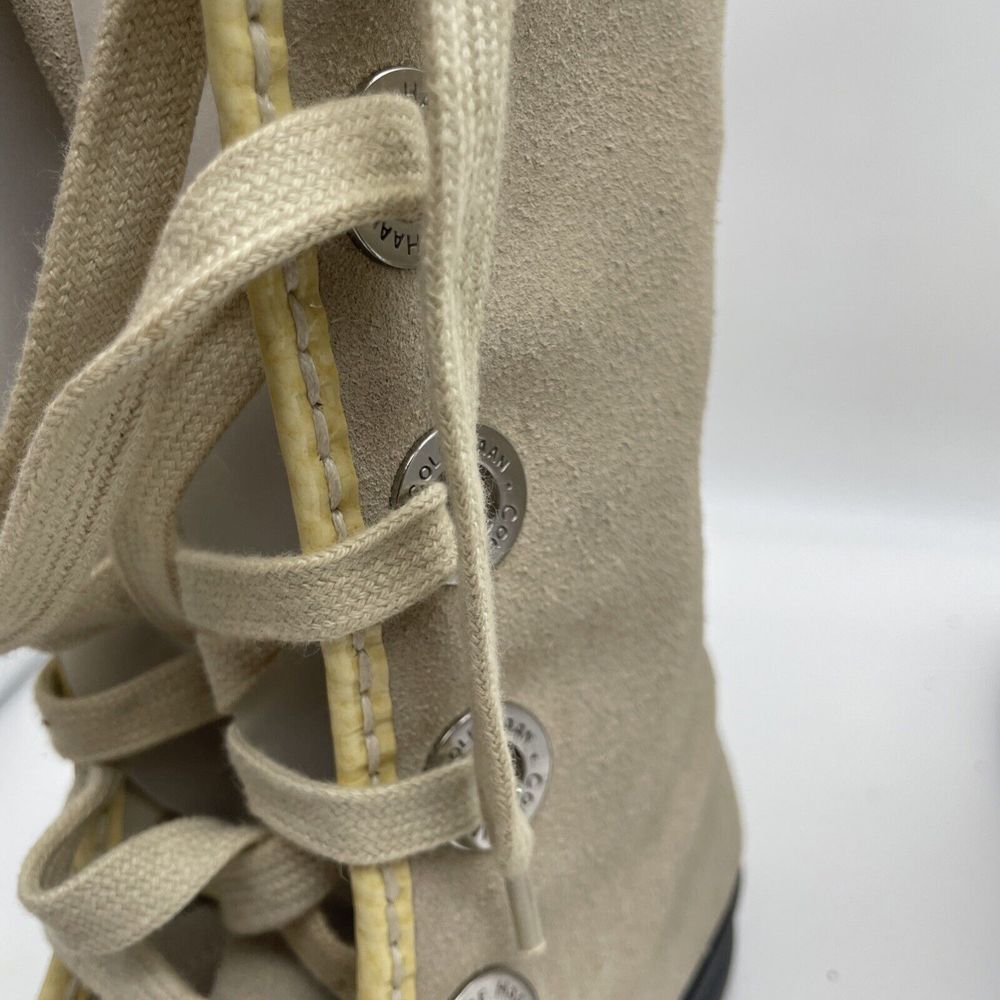 Cole Haan Women's Ivory Suede‎ Boots Fur Lined Waterproof Lace-Up Mid-Calf 6.5B - Picture 6 of 14